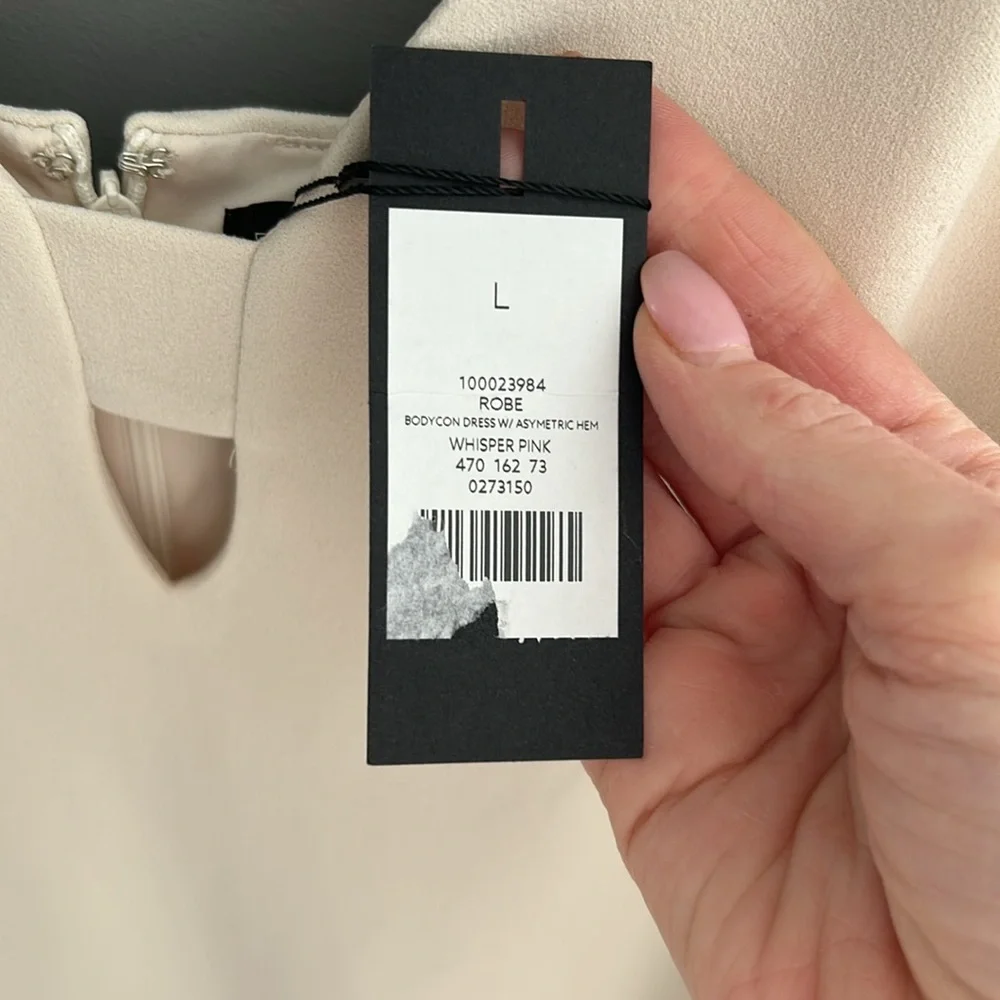 Dynamite Cream V‑Neck Bodycon Dress with Front Slit - Picture 5 of 5